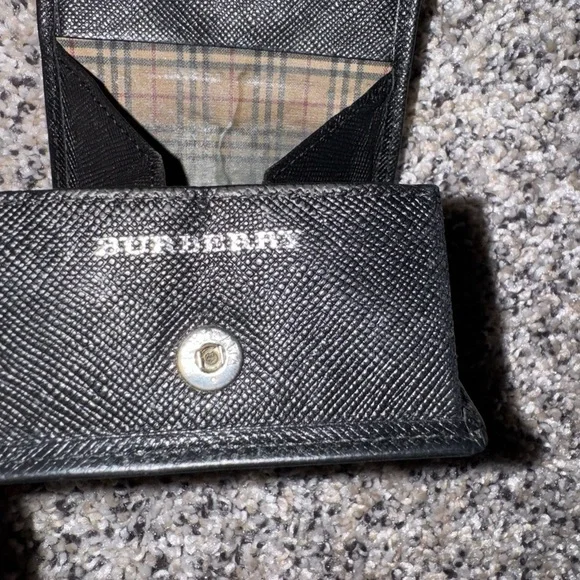 Burberry Black Leather Nova Check Snap Wallet Authentic Vintage - Picture 4 of 10